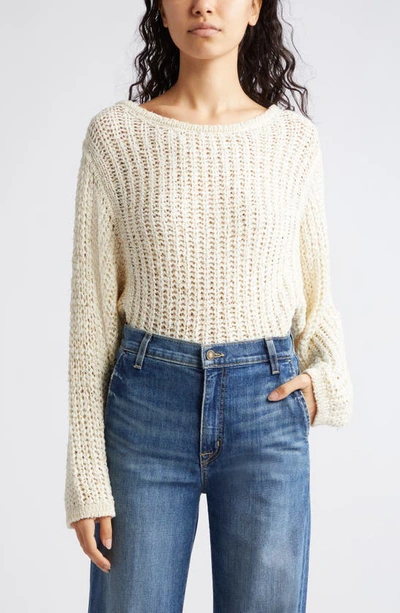 Ramy Brook Clea Boat-neck Sweater In Ivory Tape Yarn W/ Lurex