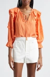 Ramy Brook Samira Ruffle Top In Tropic Orange