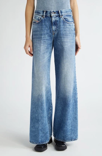 Diesel 1978 Wide Leg Denim Jeans In Blue