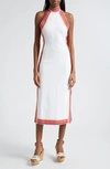 Ramy Brook Zoey Crochet-trim Midi Dress In Ivory Multistripe Sweaters