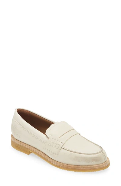 Golden Goose Jerry Rustic Penny Loafers In Bianco Burro