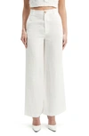 Bardot Enya High Waist Wide Leg Linen Pants In Ivory
