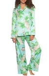 Felina Adrienne Print Satin Pajamas In Cockatoo