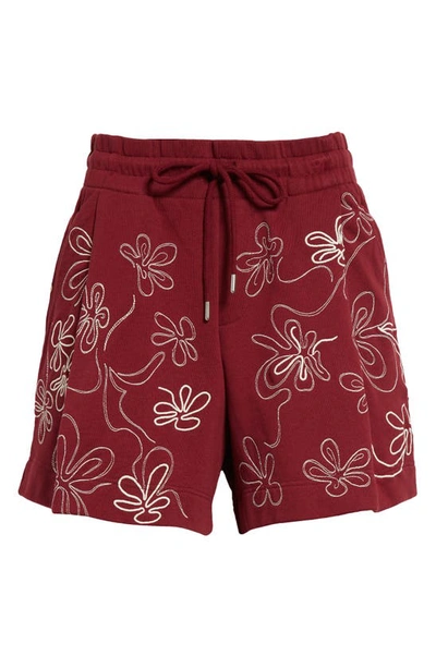 Dries Van Noten Hadio Embroidered Drawstring Shorts In Red