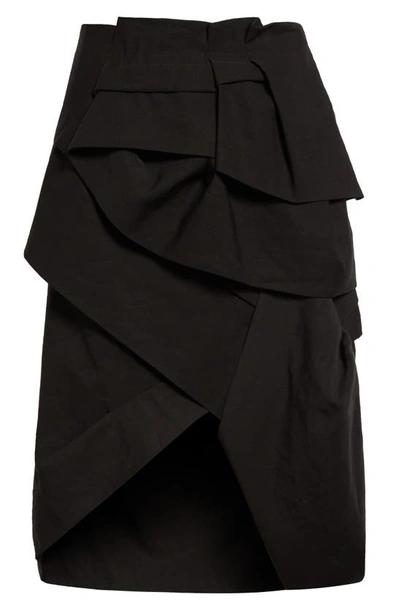 Dries Van Noten Sispy Tiered Ruffle Wrap Skirt In Black