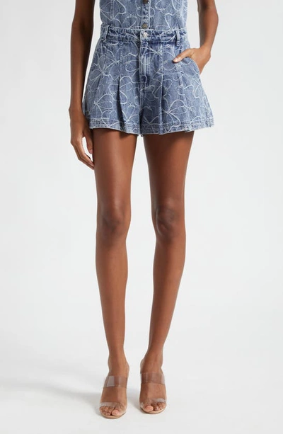 Ramy Brook Wilder Floral-embroidered Denim Shorts In Indigo Emb Floral