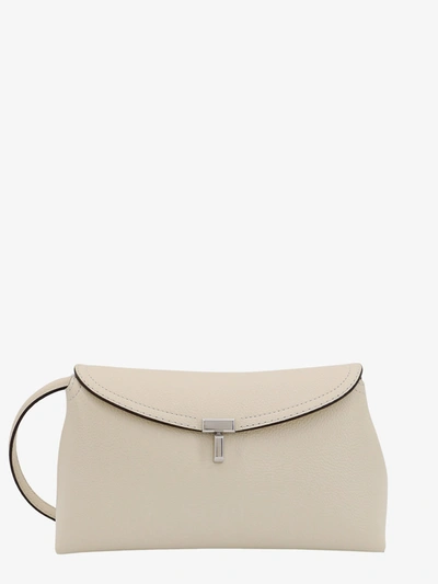 Totême T-lock Smooth-leather Convertible Clutch In Milk In Neutral