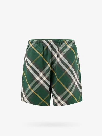 Burberry Check Swim Shorts In Green