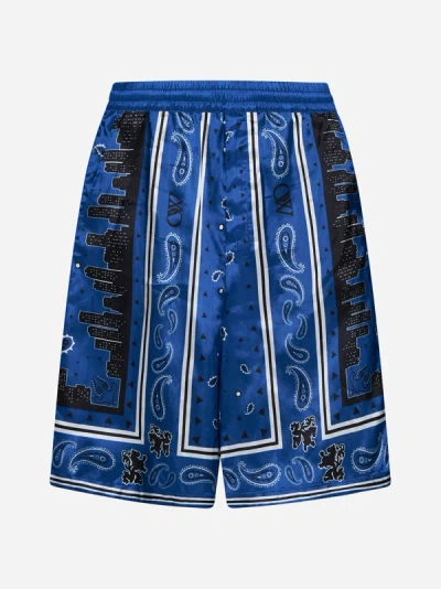 Off-white Bandana Paisley-print Shorts In Nautical Blue