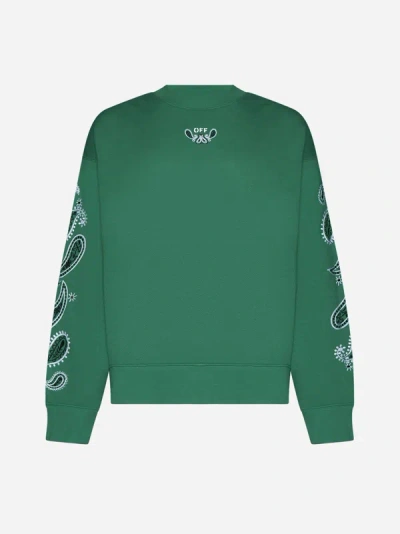 Off-white Arrow Bandana-embroidered Cotton Sweatshirt In College Green