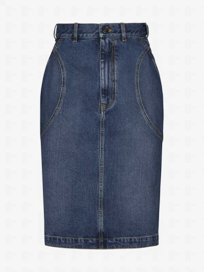 Alaïa Denim Pencil Skirt In Blue Vintage