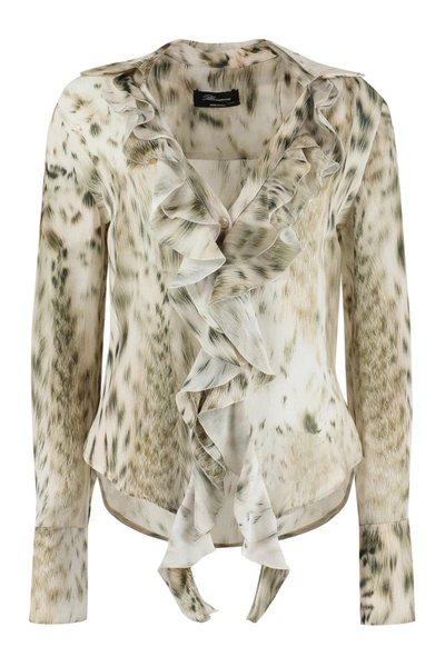 Blumarine Printed Georgette Blouse In Animalier