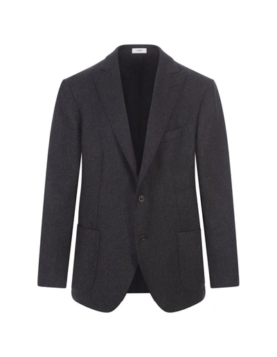 Boglioli Anthracite Virgin Wool Single-breasted Blazer In Grey