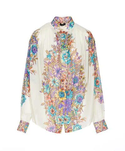 Etro Floral-print Cotton Blouse In Multicolour