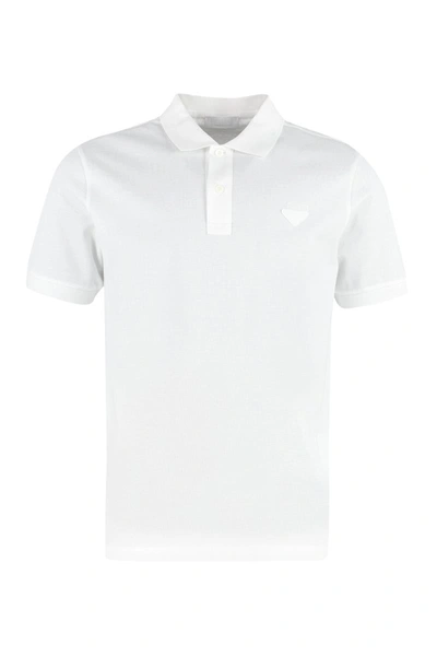Prada Cotton Piqué Polo Shirt In White