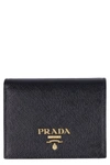Prada Small Saffiano Leather Wallet In F0002 Nero