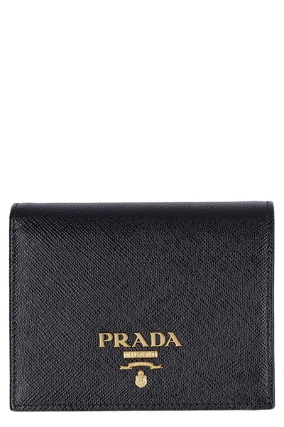 Prada Small Saffiano Leather Wallet In Black