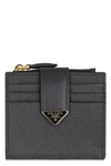 Prada Women's Small Saffiano And Leather Wallet In Black
