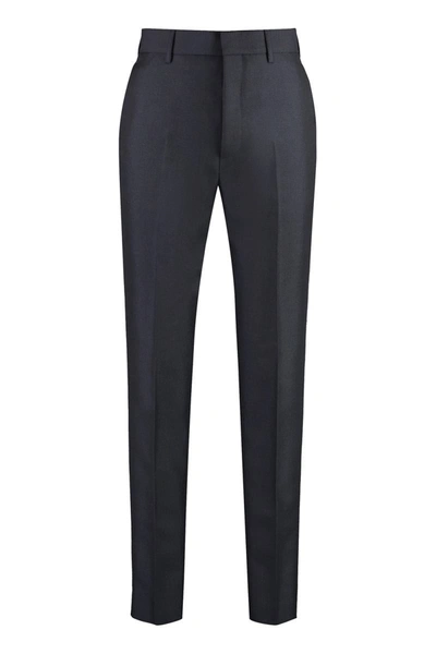 Prada Wool Blend Tailored Trousers In Black