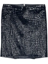 Tom Ford Crocodile-embossed Leather Miniskirt In Blue