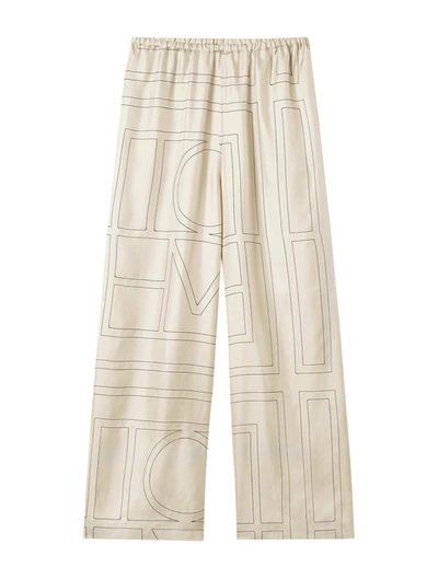 TOTÊME SILK TROUSERS WITH MONOGRAM