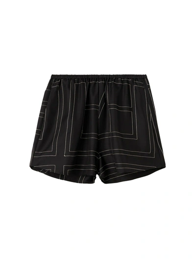 Totême Monogram Silk Pj Shorts In Black