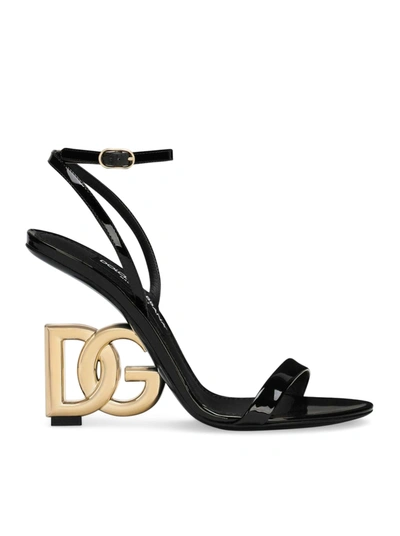 Dolce & Gabbana Patent Leather Sandals In Black