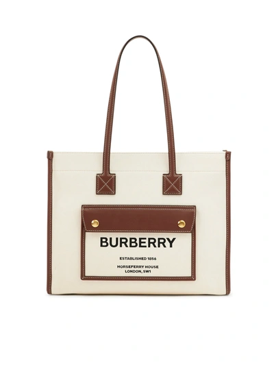Burberry Freya Small Tote Bag In Nude & Neutrals