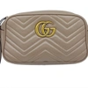 GUCCI GUCCI GG MARMONT BEIGE LEATHER SHOULDER BAG (PRE-OWNED)