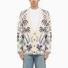 ALANUI ALANUI WHITE/BLUE JACQUARD CARDIGAN IN AND