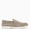 Doucal's Suede Leather Moccasin In Sand Color In Beige
