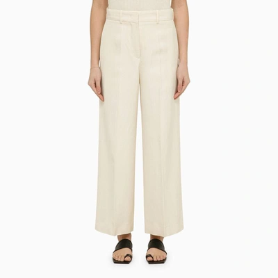 JIL SANDER JIL SANDER SILK-BLEND CHALK-WHITE TROUSERS