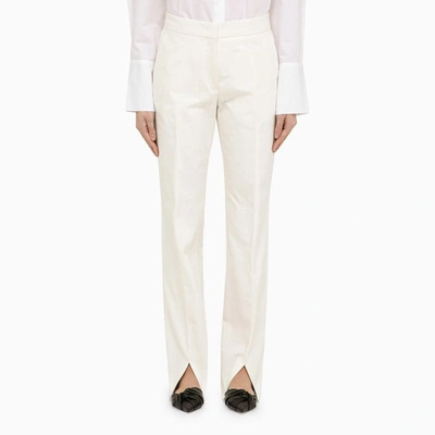 Jil Sander White Cotton Trousers With Slits