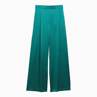 Max Mara Green Silk Wide Trousers