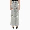 The Mannei Lathi Blue Wide Denim Jeans With Wear In Blue
