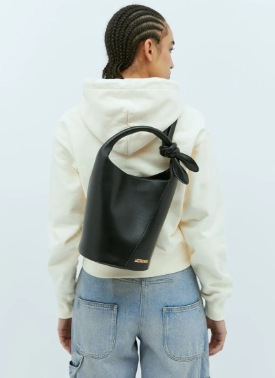 Jacquemus Le Petit Tourni Leather Bucket Bag In Black