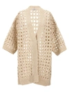 Brunello Cucinelli Openwork Knit Cardigan Sweater, Cardigans Beige In Beige