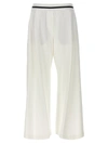 Brunello Cucinelli Elastic Stripe Waist Wide Leg Trousers In White/black