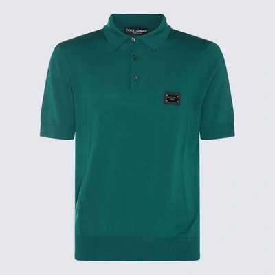 Dolce & Gabbana Green Wool Polo Shirt In Verde Muschio Scuro