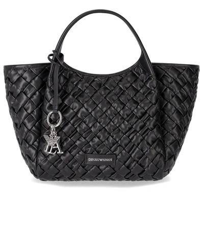 Ea7 Emporio Armani  Black Woven Handbag