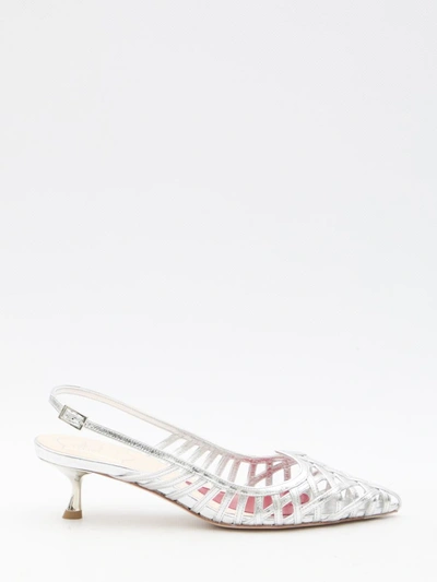 Roger Vivier I Love Vivier Metallic Caged Slingback Pumps In Silver