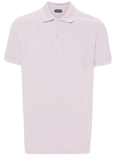 Tom Ford Short-sleeved Polo Shirt In Pink & Purple