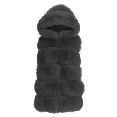 Wanan Touch Calere Dark Gey Vest In Fox Fur