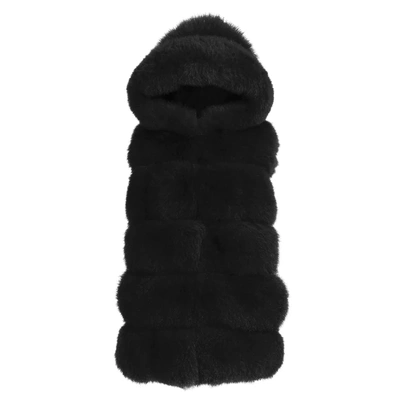 WANAN TOUCH CALERE BLACK VEST IN FOX FUR
