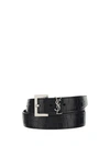 Saint Laurent Cassandre Belt In Crocodile-embossed Leather