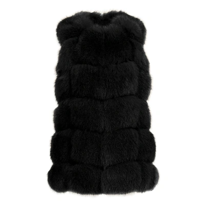 WANAN TOUCH CLASSY BLACK VEST IN FOX FUR