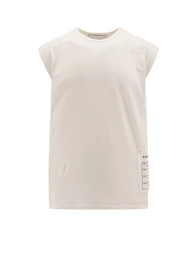AMARANTO COTTON AND LINEN TOP WITH LOGOED LABEL