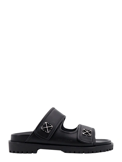 Off-white Leather Sandals In Black Silver