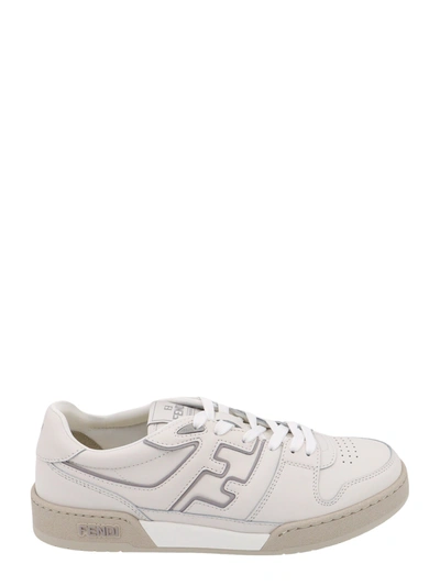 Fendi Leather Sneakers With Ff Lateral Logo In Neutral