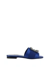 Manolo Blahnik Crystal Buckle Silk Sandals